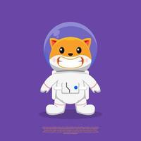 schattig kat glimlach astronaut tekenfilm vector icoon illustratie. vlak ontwerp tekenfilm stijl