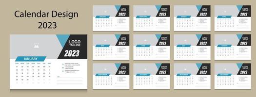 2023 nieuw jaar schoon kalender sjabloon vector