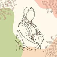 elegant en modieus Moslim vrouw in hijab mode vector illustratie lijn kunst geïsoleerd voor winkel mode