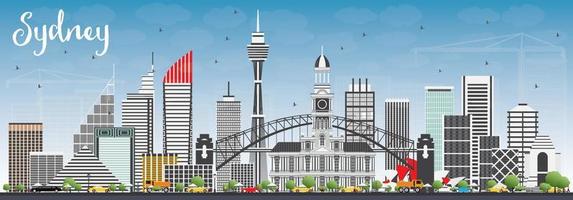 Sydney Australië horizon met grijs gebouwen en blauw lucht. vector