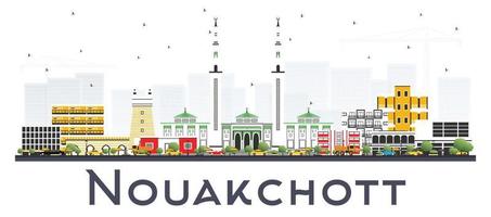 nouakchott mauritania horizon met kleur gebouwen geïsoleerd Aan wit achtergrond. vector