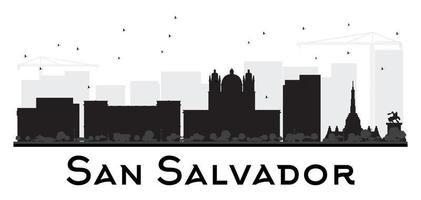 san Salvador stad horizon zwart en wit silhouet. vector