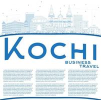 schets kochi horizon met blauw gebouwen en kopiëren ruimte. vector