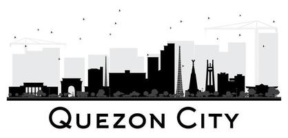 Quezon stad horizon zwart en wit silhouet. vector