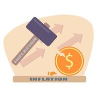 financieel inflatie concept. groeit omhoog prijzen voor goederen en waarde vector