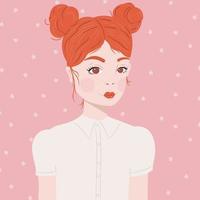 portret van een meisje met rood haar vector