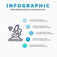 biologie microscoop wetenschap lijn icoon met 5 stappen presentatie infographics achtergrond vector