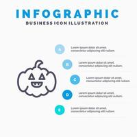 pompoen Amerikaans Verenigde Staten van Amerika lijn icoon met 5 stappen presentatie infographics achtergrond vector