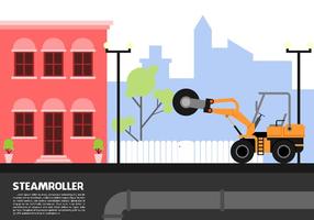 Single Drum Steamroller Gratis Vector