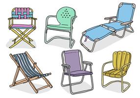 Lawn Chair Hand Drawn Krabbel Vector Illustratie Collectie