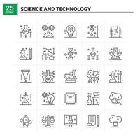 25 wetenschap en technologie icoon reeks vector achtergrond