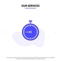 onze Diensten stopwatch klok snel snel tijd timer kijk maar solide glyph icoon web kaart sjabloon vector