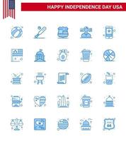 blauw pak van 25 Verenigde Staten van Amerika onafhankelijkheid dag symbolen van ster vlag Verenigde Staten van Amerika Amerikaans veiligheid bewerkbare Verenigde Staten van Amerika dag vector ontwerp elementen