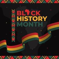 zwart geschiedenis maand met lint en Afrikaanse patroon illustratie Aan kaart achtergrond vector