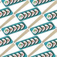 populair schotel Koreaans keuken kimbap naadloos patroon vector