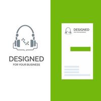 koptelefoon muziek- audio hand- vrij grijs logo ontwerp en bedrijf kaart sjabloon vector