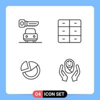4 lijn zwart icoon pak schets symbolen voor mobiel apps geïsoleerd Aan wit achtergrond 4 pictogrammen reeks vector