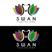 zwaan logo, vogel dier ontwerp, eend logo, Product merk etiket vector