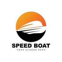 snelheid boot logo, snel lading schip vector, zeilboot, ontwerp voor schip fabricage bedrijf, waterweg Verzenden, marinier voertuigen, vervoer vector