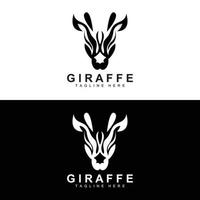 giraffe logo ontwerp, giraffe hoofd vector silhouet, hoog nek dier, dierentuin, tatoeëren illustratie, Product merk