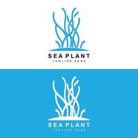 zeewier logo, zee planten vector ontwerp, kruidenier en natuur bescherming