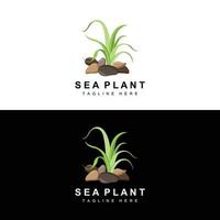 zeewier logo, zee planten vector ontwerp, kruidenier en natuur bescherming