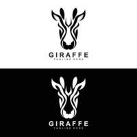 giraffe logo ontwerp, giraffe hoofd vector silhouet, hoog nek dier, dierentuin, tatoeëren illustratie, Product merk