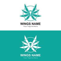 Vleugels logo ontwerp, schild Vleugels vector, vogel veer illustratie vector