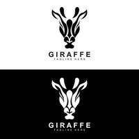 giraffe logo ontwerp, giraffe hoofd vector silhouet, hoog nek dier, dierentuin, tatoeëren illustratie, Product merk