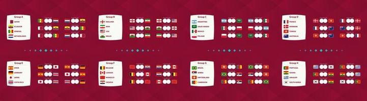 allemaal groepen en wedstrijden in groep van Amerikaans voetbal Internationale toernooi, nationaal voetbal team schema wedstrijden voor 2022 wedstrijd. vector