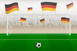 Duitsland Amerikaans voetbal team fans met vlaggen van Duitsland juichen Aan stadion, straf trap concept in een voetbal wedstrijd. vector