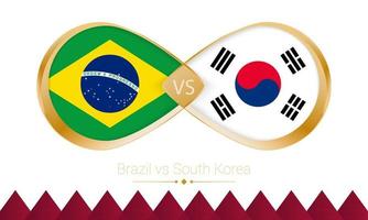Brazilië versus zuiden Korea gouden icoon voor Amerikaans voetbal 2022 wedstrijd, ronde van 16. vector