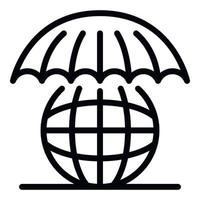 wereldbol onder een paraplu icoon, schets stijl vector