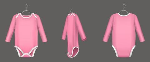 baby bodysuit, roze zuigeling romper met lang mouw vector