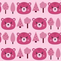 naadloos patroon met bears en bomen in roze kleur. vector
