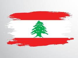 vlag van Libanon geschilderd met een borstel vector