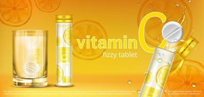 bruisend oplosbaar tablet met vitamine c vector