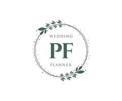 pf initialen brief bruiloft monogram logos verzameling, hand- getrokken modern minimalistisch en bloemen Sjablonen voor uitnodiging kaarten, opslaan de datum, elegant identiteit voor restaurant, boetiek, cafe in vector