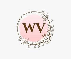 eerste wv vrouwelijk logo. bruikbaar voor natuur, salon, spa, kunstmatig en schoonheid logo's. vlak vector logo ontwerp sjabloon element.