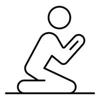 een Mens bidden Aan zijn knieën icoon, schets stijl vector