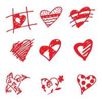 reeks van retro hand getekend icoon voor valentijnsdag en bruiloft dag vector