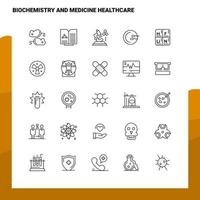 reeks van biochemie en geneeskunde gezondheidszorg lijn icoon reeks 25 pictogrammen vector minimalisme stijl ontwerp zwart pictogrammen reeks lineair pictogram pak