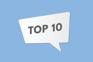 top 10 tekst knop. top 10 teken icoon etiket sticker web toetsen vector