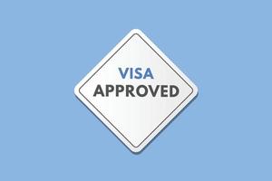 Visa goedgekeurd tekst knop. Visa goedgekeurd teken icoon etiket sticker web toetsen vector