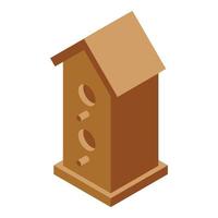 hout vogel huis icoon, isometrische stijl vector