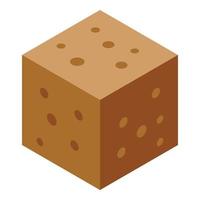 bruin suiker kubus icoon, isometrische stijl vector