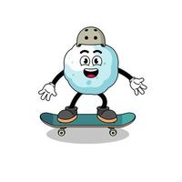 sneeuwbal mascotte spelen een skateboard vector