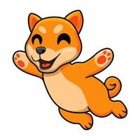schattig shiba inu hond tekenfilm jumping vector