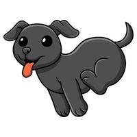 schattig zwart labrador hond tekenfilm rennen vector