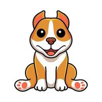 schattig weinig pitbull tekenfilm zittend vector